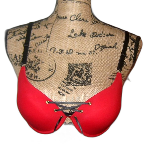 Youmita Goji Berry/Black Two Tone Tie Up 36B Bra NWT - Picture 2 of 9